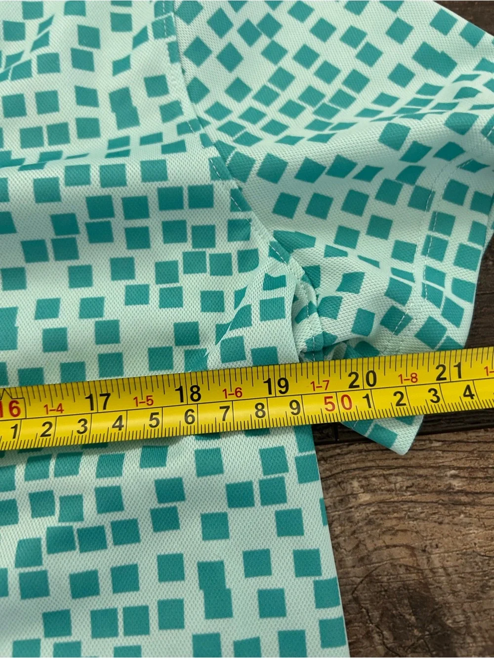 Nike Polo Shirt Womens Sz L Light Blue Teal Standard Fit Geometric Dri-FIT Golf